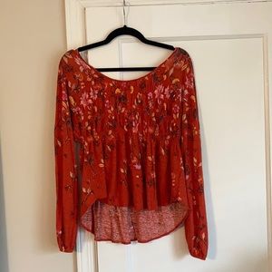Free People Floral Peasant Scoop Back Flowy Top